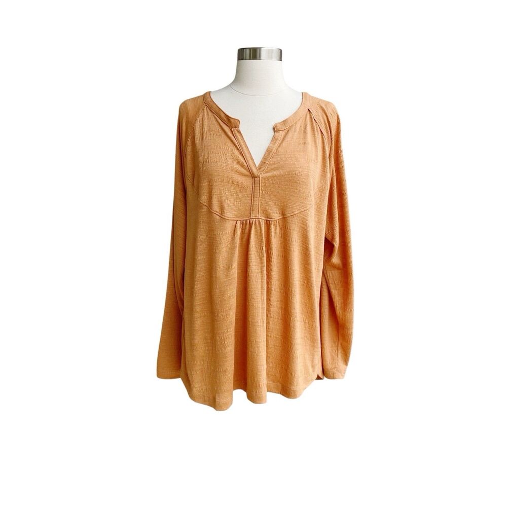 Sonoma Top Women's XL Tunic Textured Gauze Babydoll Long Sleeve V-neck Peasant
